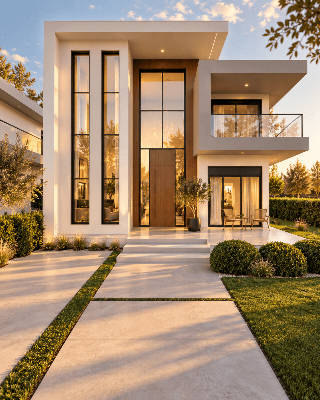 House front at dusk