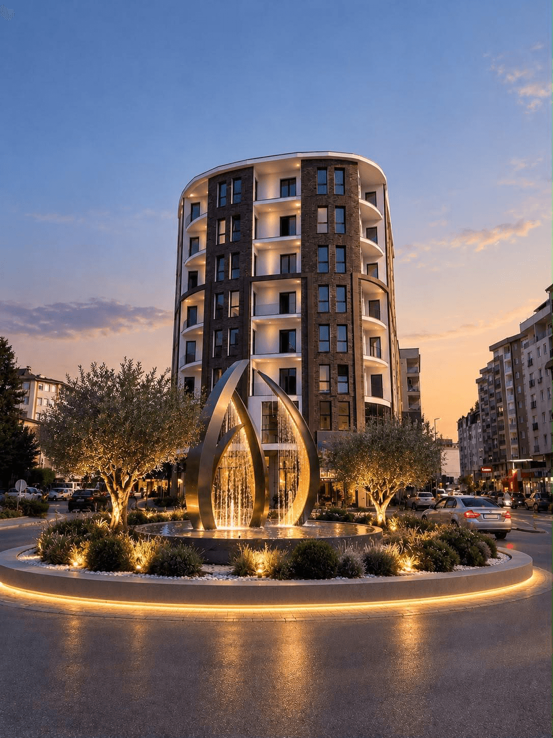 Our previous building in Gostivar at dusk